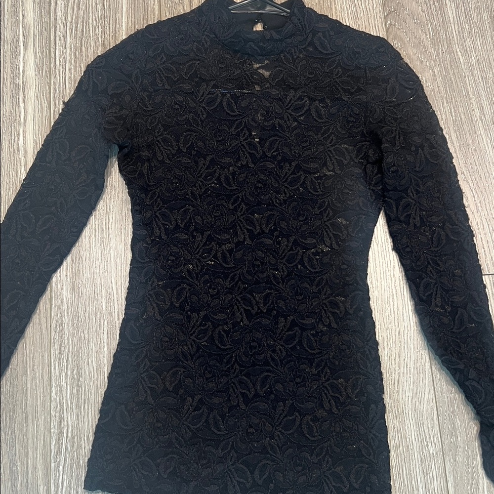 Bebe Black Lace Detail Top